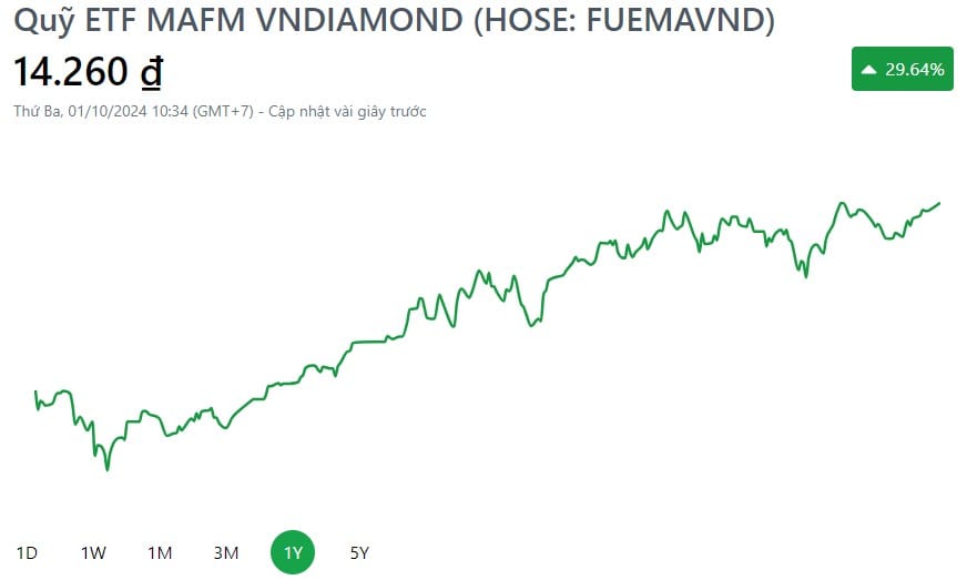 Hiệu suất đầu tư của quỹ ETF MAFM VNDIAMOND trong 1 năm qua