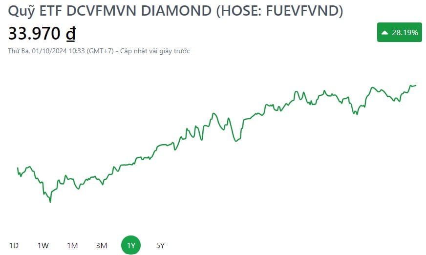 Hiệu suất đầu tư của ETF DCVFMVN DIAMOND trong 1 năm qua